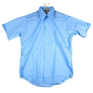Vintage Macrae Prest Short Sleeve Dress‎ Shirt Durable Press Blue Size 16